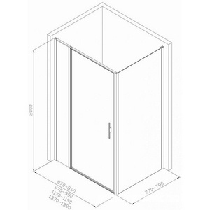 Боковая стенка 800хh2000мм, для двери д/д, правая/левая, (стекло прозрач.8мм Easyclean, фурнит. цв.хром),  ZZ Allen Brau Priority 3.31040.00