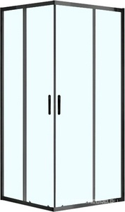 Душевое ограждение 1000*1000*2000мм, раздвижн.двери, БЕЗ поддона, прозрачное стекло, профиль черный, ZZ Azario MILTON AZ-ND1142 1000 Black