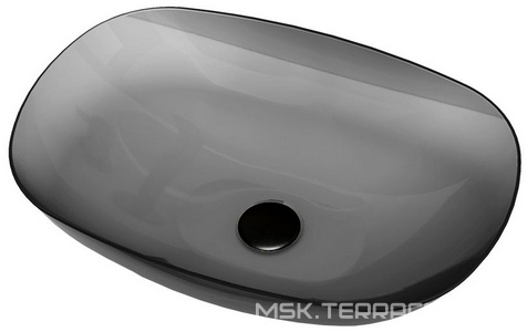 Раковина накладная 540х360х150мм, без отверстия для смесителя, без перелива, (полиэфирная смола цв.черный глянец), Vincea ZZ Vincea Раковины VBS-6T12B