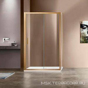 Душевой уголок 1200х900хh1900мм, прямоуг., правый/левый, (стекло прозрачное 6мм, фурн.цв.брашированное золото),  ZZ Vincea Garda VSR-1G9012CLG