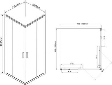 Душевой уголок 1000х1000хh1900мм, квадрат, раздвижн., (стекло прозрачное 6мм, фурн.цв.брашированное золото),  ZZ Vincea Garda VSS-1G100CLG