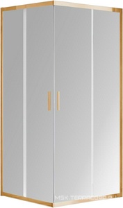 Душевой уголок 1000х1000хh1900мм, квадрат, раздвижн., (стекло прозрачное 6мм, фурн.цв.брашированное золото),  ZZ Vincea Garda VSS-1G100CLG