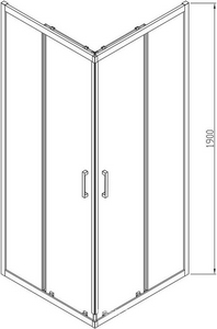 Душевой уголок 900x900хh1900мм, квадратн., раздвижные двери, (стекло прозрачное 6мм, фурн.цв.вороненая сталь),  ZZ Vincea Alpha VSS-3AL900CLGM