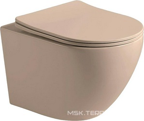 Унитаз подвесной, безободковый, 490x370x370мм, сиденье с микролифтом, крепеж в компл., (цв.капучино матовый), Globo ZZ