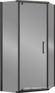 Душевой уголок 1000х1000хh1950мм, 5-ти угольный, распашн дверь правая/левая, с 2 неподв.сегмент, (стекло прозр.6мм, фурн.цв.воронен.сталь),  ZZ Vincea Stresa VSP-1S100CLGM