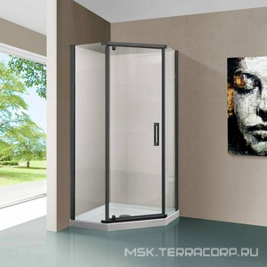 Душевой уголок 1000х1000хh1950мм, 5-ти угольный, распашн дверь правая/левая, с 2 неподв.сегмент, (стекло прозр.6мм, фурн.цв.воронен.сталь),  ZZ Vincea Stresa VSP-1S100CLGM