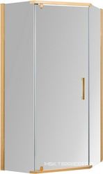 Душевой уголок 1000х1000хh1950мм, 5-ти угольн, распашн дверь правая/левая, с 2 неподв.сегмент, (стекло прозр.6мм, фурнит. цв.браш.золото), Stresa ZZ