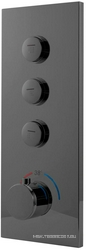 Смеситель термостат для душа встраиваемый в стену, на 3 потребителя, (цв.вороненая сталь), Vincea ZZ