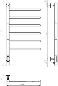 Полотенцесушитель 43х80см, электрический, 65W, таймер, без модуля скрыт. подключения, (цв.графит), Vincea ZZ Vincea Универсал VTD-1S2CGE