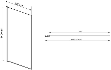 Душевая шторка на ванну, распашная, правая/левая, 800хh1400мм, (профиль цв.вороненая сталь, стекло прозрачное 5мм), Vincea ZZ Vincea Универсал VSB-11800CLGM