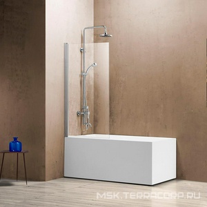 Душевая шторка на ванну, распашная, правая/левая, 800хh1400мм, (профиль цв.вороненая сталь, стекло прозрачное 5мм), Vincea ZZ Vincea Универсал VSB-11800CLGM