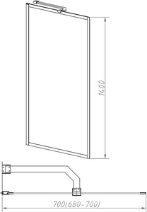 Душевая шторка на ванну, стационарная, правая/левая, 700хh1400мм, (стекло рифленое 5мм Easy Clean, фурнитура цв.брашированное золото), Vincea ZZ Vincea Универсал VSB-41700FLG