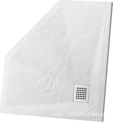 Поддон для душа 900х900хh25мм, пятиугольный, крышка слива нерж.сталь в компл., без сифона арт. VSPH-D132,  (искуствен.камень. цв.белый мат), Vincea ZZ