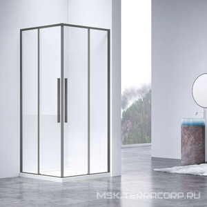 Душевой уголок 1000х800хh1950мм, прямоуг., правый/левый, (стекло прозрачное 6мм Easy Clean, фурн.цв.вороненая сталь),  ZZ Vincea Slim-N VSS-4SN8010CLGM