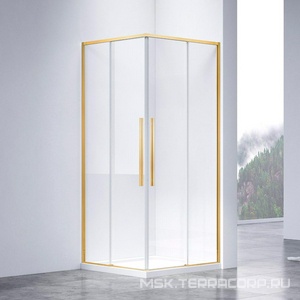 Душевой уголок 900х900хh1950мм, квадрат, (стекло прозрачное 6мм Easy Clean, фурн.цв,браш. золото),  ZZ Vincea Slim-N VSS-4SN900CLG