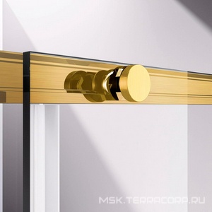 Душевой уголок 900х900хh1950мм, квадрат, (стекло прозрачное 6мм Easy Clean, фурн.цв,браш. золото),  ZZ Vincea Slim-N VSS-4SN900CLG