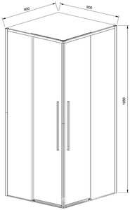 Душевой уголок 900х900хh1950мм, квадрат, (стекло прозрачное 6мм Easy Clean, фурн.цв,браш. золото),  ZZ Vincea Slim-N VSS-4SN900CLG