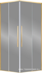 Душевой уголок 900х900хh1950мм, квадрат, (стекло прозрачное 6мм Easy Clean, фурн.цв,браш. золото),  ZZ Vincea Slim-N VSS-4SN900CLG