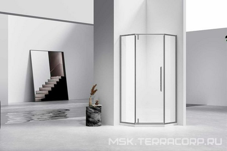 Душевой уголок 900х900хh1950мм, 5-ти угольн, распаш.дверь правая/левая, с 2 неподв.сегмент.(ст.прозр.6мм Easy Clean, фурнит.цв.ворон.сталь),  ZZ Vincea Slim-N VSP-4SN900CLGM