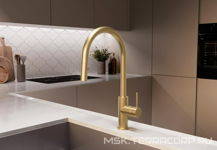 Смеситель для кухни, (цв.брашированное золото),  ZZ Vincea City VKF-2C1BG