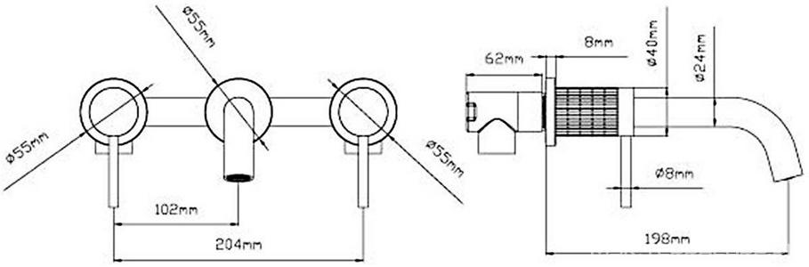 Смеситель для раковины, встраиваемый в стену, внутрен. часть в компл., (цв.брашированное золото),  ZZ Vincea Groove VBFW-4G1BG4