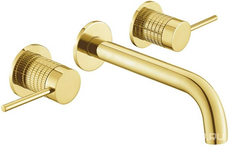 Смеситель для раковины, встраиваемый в стену, внутрен. часть в компл., (цв.брашированное золото),  ZZ Vincea Groove VBFW-4G1BG4