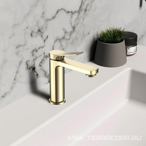Смеситель для раковины, без д/к, (цв.брашированное золото),  ZZ Vincea Arco VBF-4AR01BG