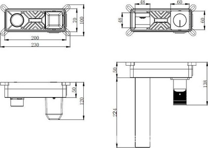 Смеситель для раковины, встраиваемый в стену, внутрен. часть в компл., (цв.вороненая сталь),  ZZ Vincea Domus VBFW-5DM01GM