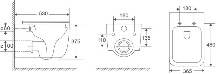 Унитаз подвесной, безободковый, смыв Tornado, 530x365x375мм, сиденье ультратонкое с микролифтом, крепеж в компл., (цв.белый), Piatti ZZ
