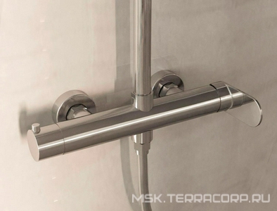 Смеситель для душа, со стационарным верхн.душем 25см., душевая лейка, шланг в компл., (цв.хром),  ZZ Vincea Rondo VSFS-1R0CH