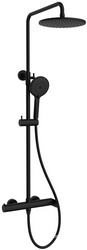 Смеситель для душа, со стационарным верхн.душем 25см., душевая лейка, шланг в компл., (цв.черный матовый),  ZZ Vincea Rondo VSFS-1R0MB