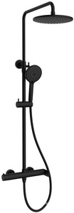 Смеситель для душа, со стационарным верхн.душем 25см., душевая лейка, шланг в компл., (цв.черный матовый),  ZZ Vincea Rondo VSFS-1R0MB