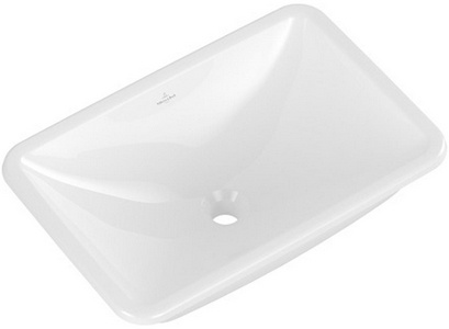 Раковина встраиваемая снизу 540x340x190мм, без отв.для смесителя, с переливом, крепёж в компл., (цв.R1white alpin cer+),  ZZ Villeroy & Boch Loop & Friends 4A5700R1