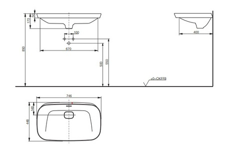 Раковина накладн(полувстр)на столеш,овал 746х448хh137(50)мм,без отв.д/смесит,с переливом,крамич.накладка слива,хром.наклад.отв.перелив,CeFiONtect,Neor Toto Neorest LW3717HY#XW