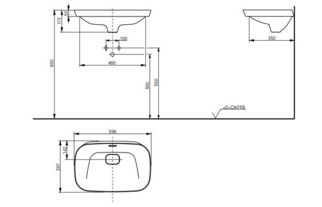 Раковина накладн(полувстр)на столеш,овал 596х397хh137(50)мм,без отв.д/смесит,с переливом,крамич.накладка слива,хром.наклад.отв.перелив,CeFiONtect,Neor Toto Neorest LW3716HY#XW