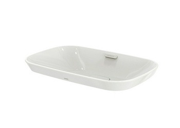 Раковина накладн(полувстр)на столеш,овал 596х397хh137(50)мм,без отв.д/смесит,с переливом,крамич.накладка слива,хром.наклад.отв.перелив,CeFiONtect,Neor Toto Neorest LW3716HY#XW