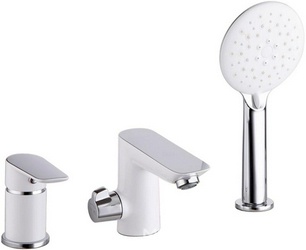 Смеситель Cloud  на борт ванны на 3 отверстия с керамическим дивертором, цв. белый/хром, ZZ Iddis cloud CLOSB30i07