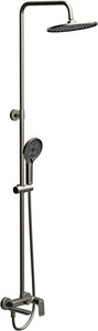 Смеситель для ванны(душа), со стационарным верхн.душем d25см., душевая лейка, шланг в компл., (цв.оружейная сталь),  ZZ BelBagno Marino MARINO-VSCM-GM