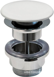 Донный клапан для сливного отверстия раковин/биде без перелива и с переливом, нажимная Up & down, G 1 1/4, (крышка керам цв.белый глянец), Catalano ZZ Catalano Универсал 9050300001/9050400001