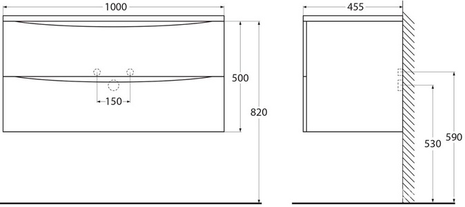 База под раковину подвесная с двумя выкатными ящиками, 1000x455x525мм, без раковины, (цв.Pino Scania), Acqua ZZ BelBagno ACQUA ACQUA-1000-2C-SO-PS