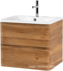 База под раковину подвесная с двумя выкатными ящиками, 700x450x500мм, без раковины,(цв.Rovere Rustico), Albano ZZ