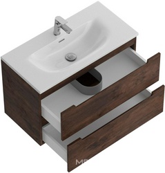 База под раковину подвесная с 2 выкатными ящиками, 81х39хh51,5см, без раковины, (цв.Rovere Moro), Etna 39 ZZ