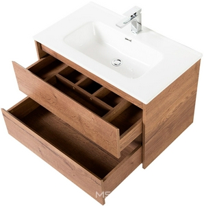 База под раковину подвесная с 2 выкатными ящиками и одной распашной дверцей,1000х460хh500мм,правосторонняя, без раковины, (цв.Rovere Tabacco), ZZ BelBagno Kraft KRAFT-1000-2C-1A-SO-RT-R
