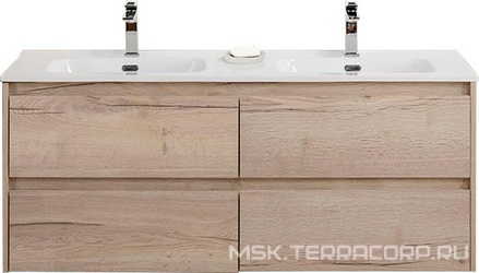 База под раковину подвесная с 4 выкатными ящиками, 1210х455хh500мм, без раковины, (цв.бежевый матовый), Kraft ZZ