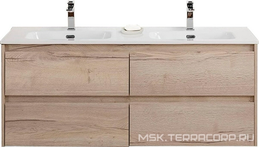 База под раковину подвесная с 4 выкатными ящиками, 1210х455хh500мм, без раковины, (цв.бежевый матовый),  ZZ BelBagno Kraft KRAFT-1200-4C-SO-СO