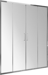 Дверь для душа, в нишу 1600хh1950мм, раздвижная, 2 двери, 2 неподв.секции, правая/левая, (стекло прозрачное 6мм, фурн.цв.хром),  ZZ BelBagno Luce LUCE-BF-2-160-C-Cr