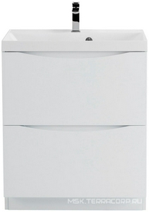 База под раковину напольная с 2 выкатными ящиками, 700х450хh800мм, без раковины, (цв.Bianco Lucido),  ZZ BelBagno Marino MARINO-700-2C-PIA-BL-P