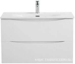 База под раковину подвесная с 2 выкатными ящиками, 696x390x500мм, без раковины, (цв.Bianco Lucido), Marino-Cer-Mini ZZ