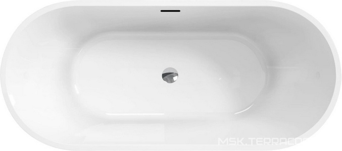 Ванна 1700х750хh580мм, отдельностоящая, интегрированный слив-перелив, донный клапан цв.хром в компл., (акрил цв.белый), Uno ZZ BelBagno UNO BB701-1700-750-K