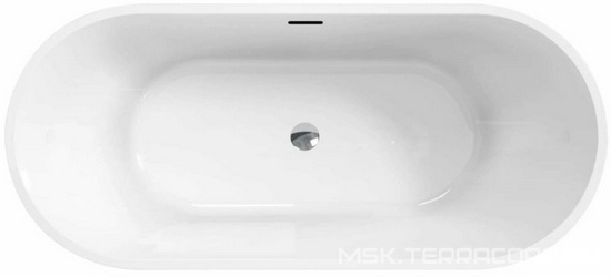 Ванна 1500х730хh580мм, отдельностоящая, интегрированный слив-перелив, донный клапан цв.хром в компл., (акрил цв.белый), Uno ZZ